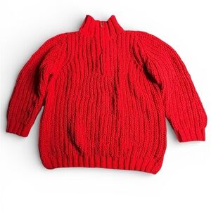 Thereabouts Girls XL 16 Red Chunky Knit Sweater Half Zip Pullover